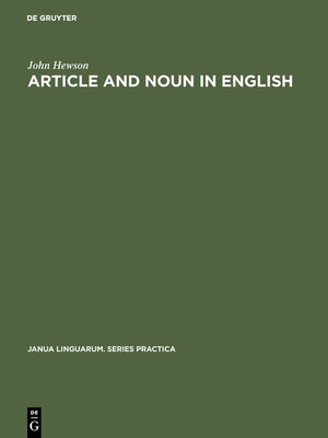 cover image of Article and Noun in English